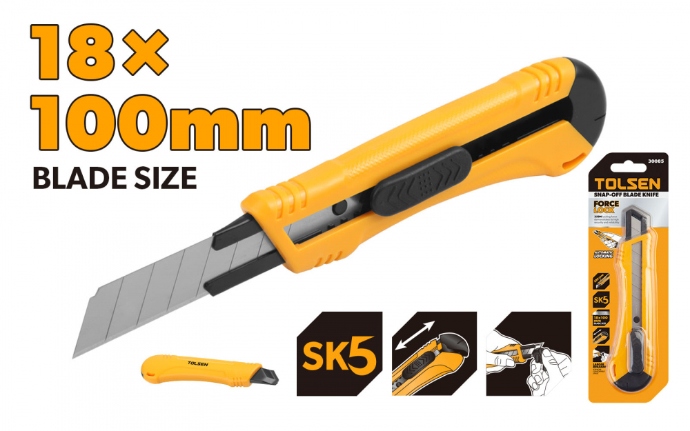 Cuttere si cutite - Cutter lama detasabila 18x100 mm maner ergonomic ABS autoblo