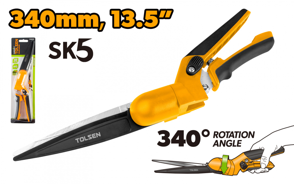 Casa, Gradina & Bricolaj - Foarfeca iarba 340° lama SK5 teflon maner 2 componente bloc